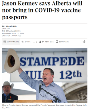 杜鲁多：国内疫苗护照 交给各省定夺