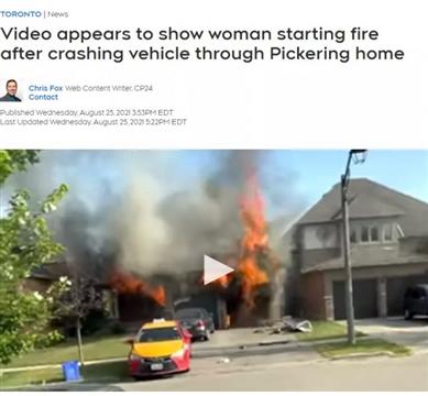恐怖! 加拿大女子开SUV疯撞5次民宅! 当场起火