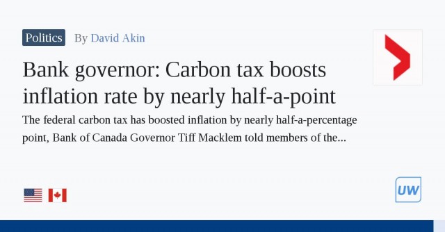 Carbon tax boosts inflation rate by nearly half-a-point User Walls