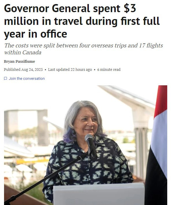 过分！加拿大总督上任第一年旅行费花了近300万元