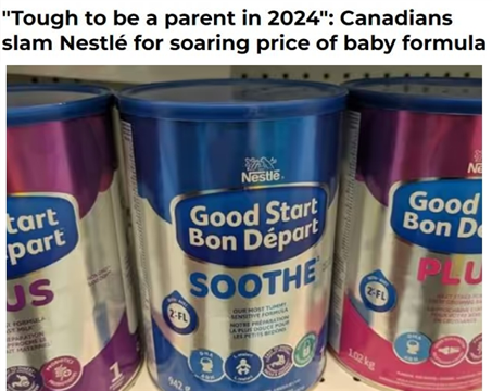 加拿大2024年奶粉也“出事”！父母怒斥...
